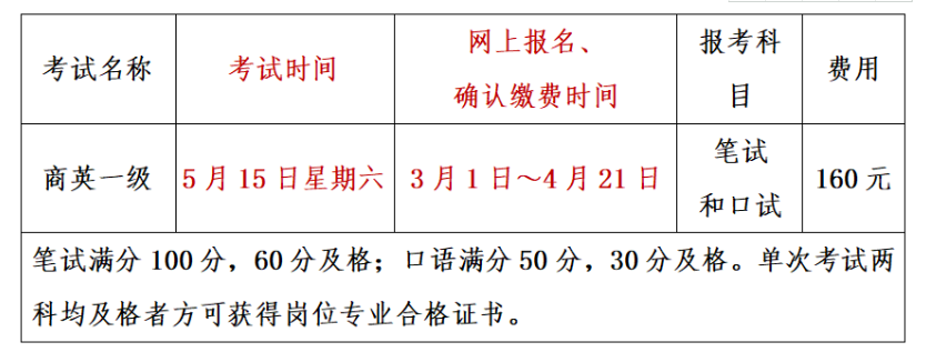 轉(zhuǎn) 2021年上半年全國(guó)商務(wù)英語(yǔ)（一級(jí)）考試報(bào)名通知